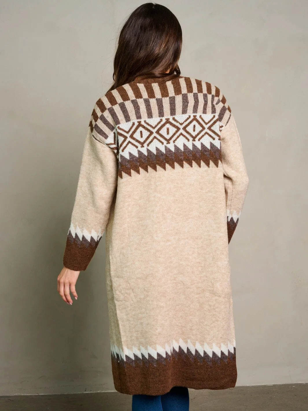 WOMEN'S LONG SLEEVE OPEN FRONT COLORBLOCK CARDIGAN