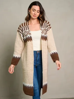 WOMEN'S LONG SLEEVE OPEN FRONT COLORBLOCK CARDIGAN