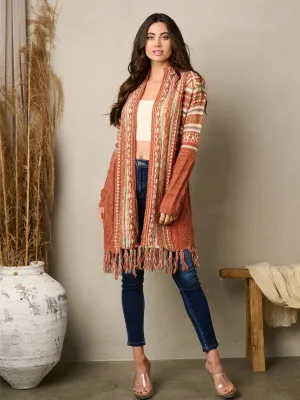 WOMEN'S LONG SLEEVE OPEN FRONT MULTI CARDIGAN