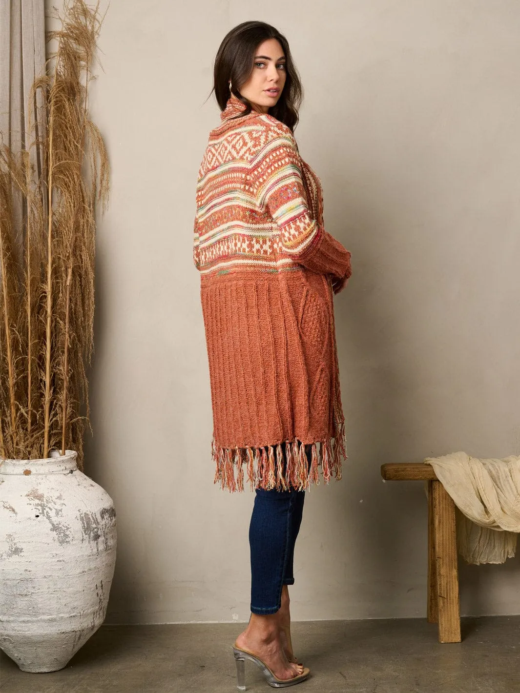 WOMEN'S LONG SLEEVE OPEN FRONT MULTI CARDIGAN
