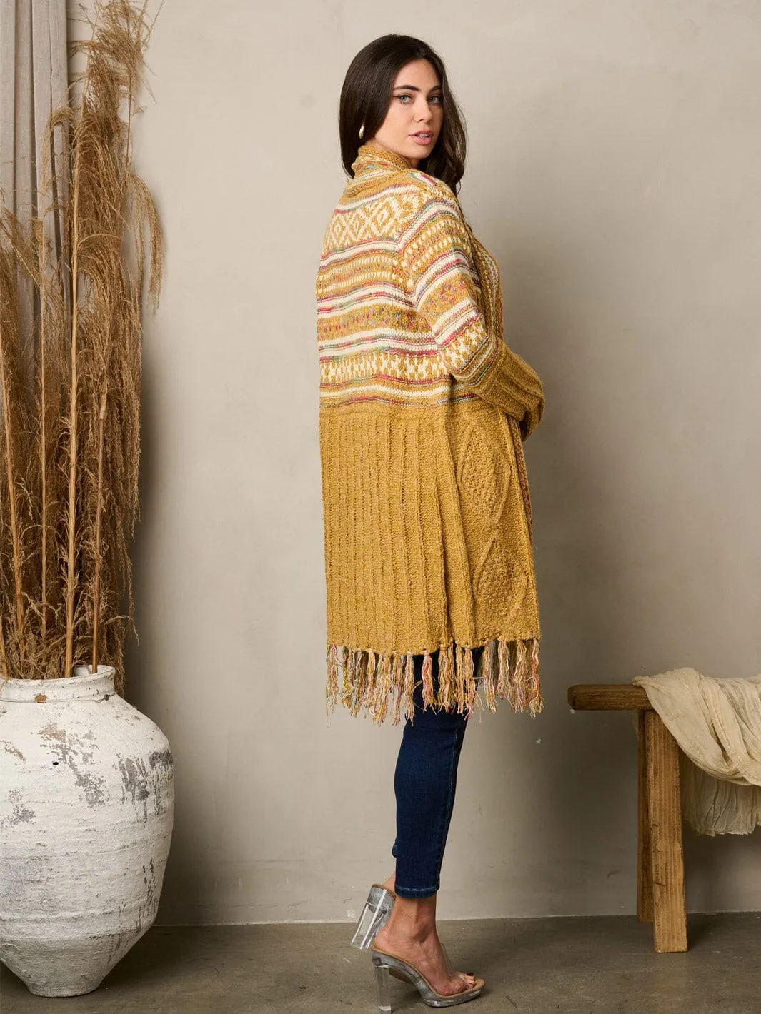 WOMEN'S LONG SLEEVE OPEN FRONT MULTI CARDIGAN