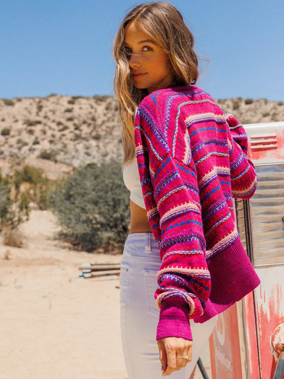 WOMEN'S LONG SLEEVE OPEN FRONT MULTI COLOR CARDIGAN