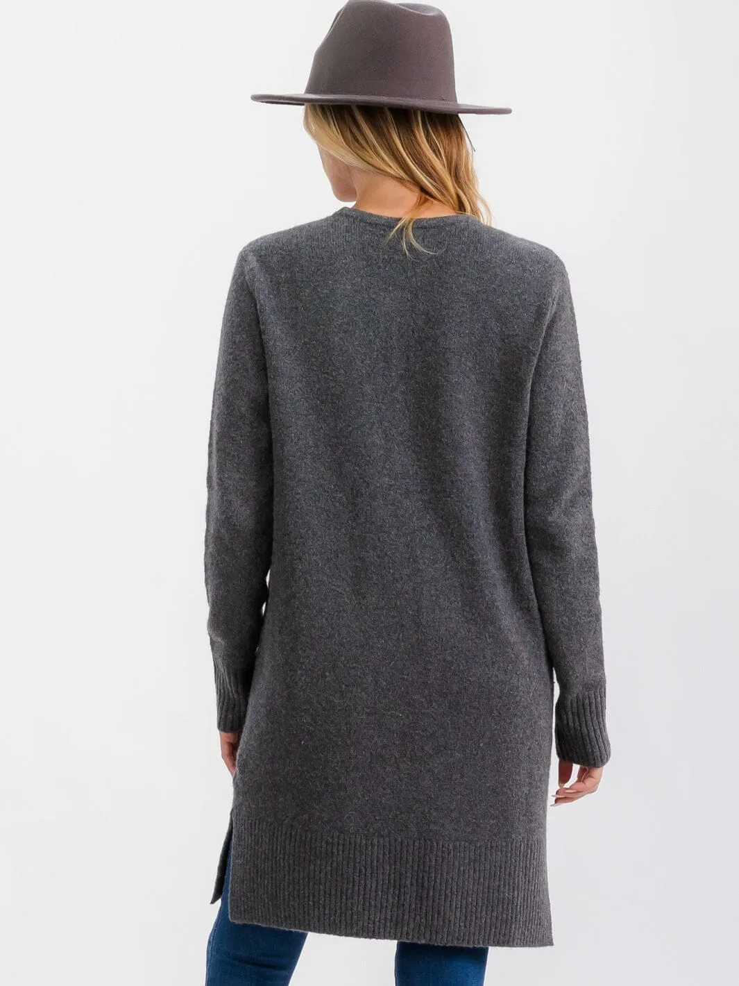 WOMEN'S LONG SLEEVE OPEN FRONT POCKETS CARDIGAN