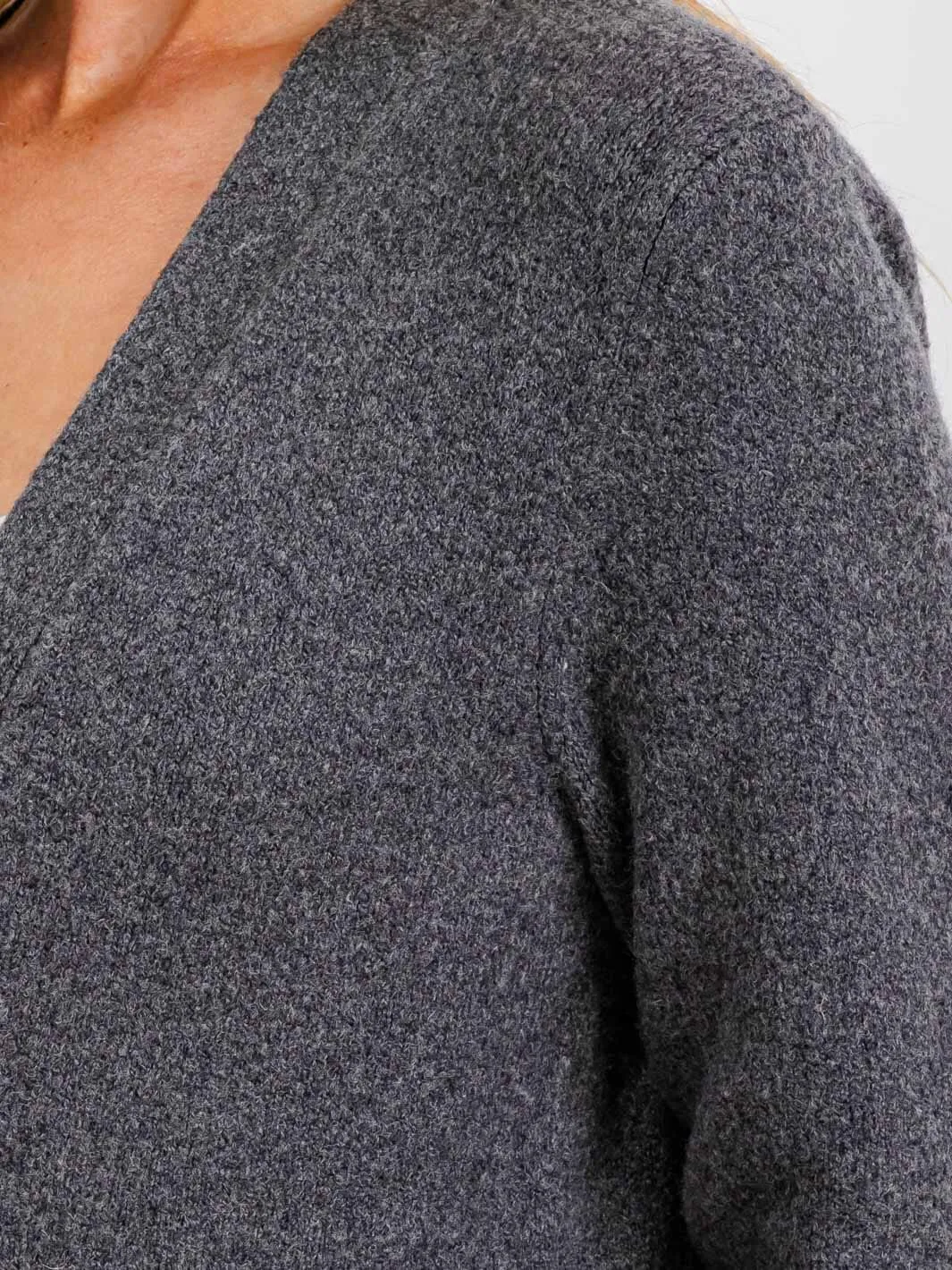 WOMEN'S LONG SLEEVE OPEN FRONT POCKETS CARDIGAN