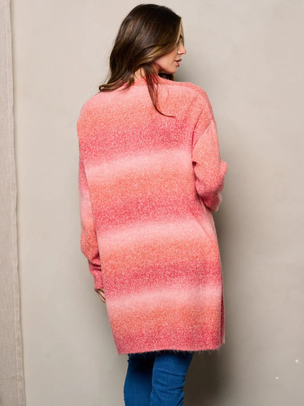 WOMEN'S LONG SLEEVE POCKETS OPEN FRONT TIE DYE CARDIGAN