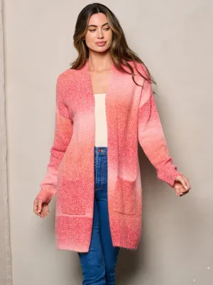 WOMEN'S LONG SLEEVE POCKETS OPEN FRONT TIE DYE CARDIGAN