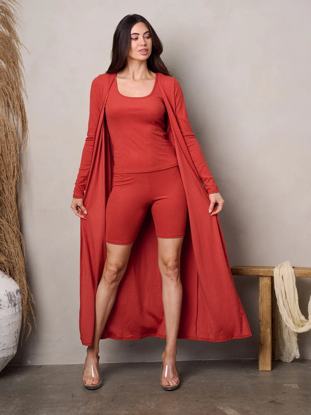 WOMEN'S LONG SLEEVE RIBBED CARDIGAN