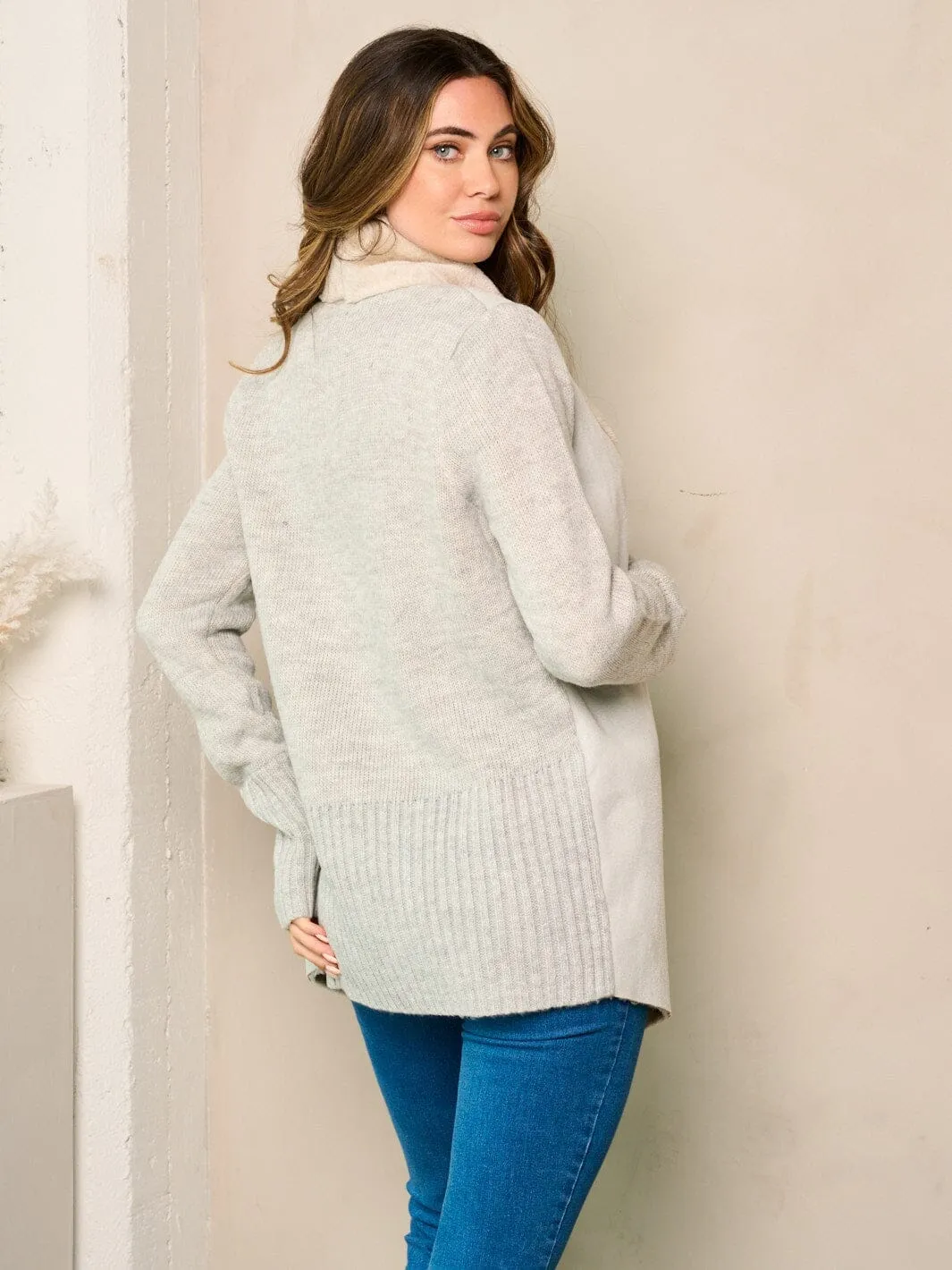 WOMEN'S LONG SLEEVE SHERPA OPEN FRONT CARDIGAN