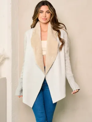 WOMEN'S LONG SLEEVE SHERPA OPEN FRONT CARDIGAN