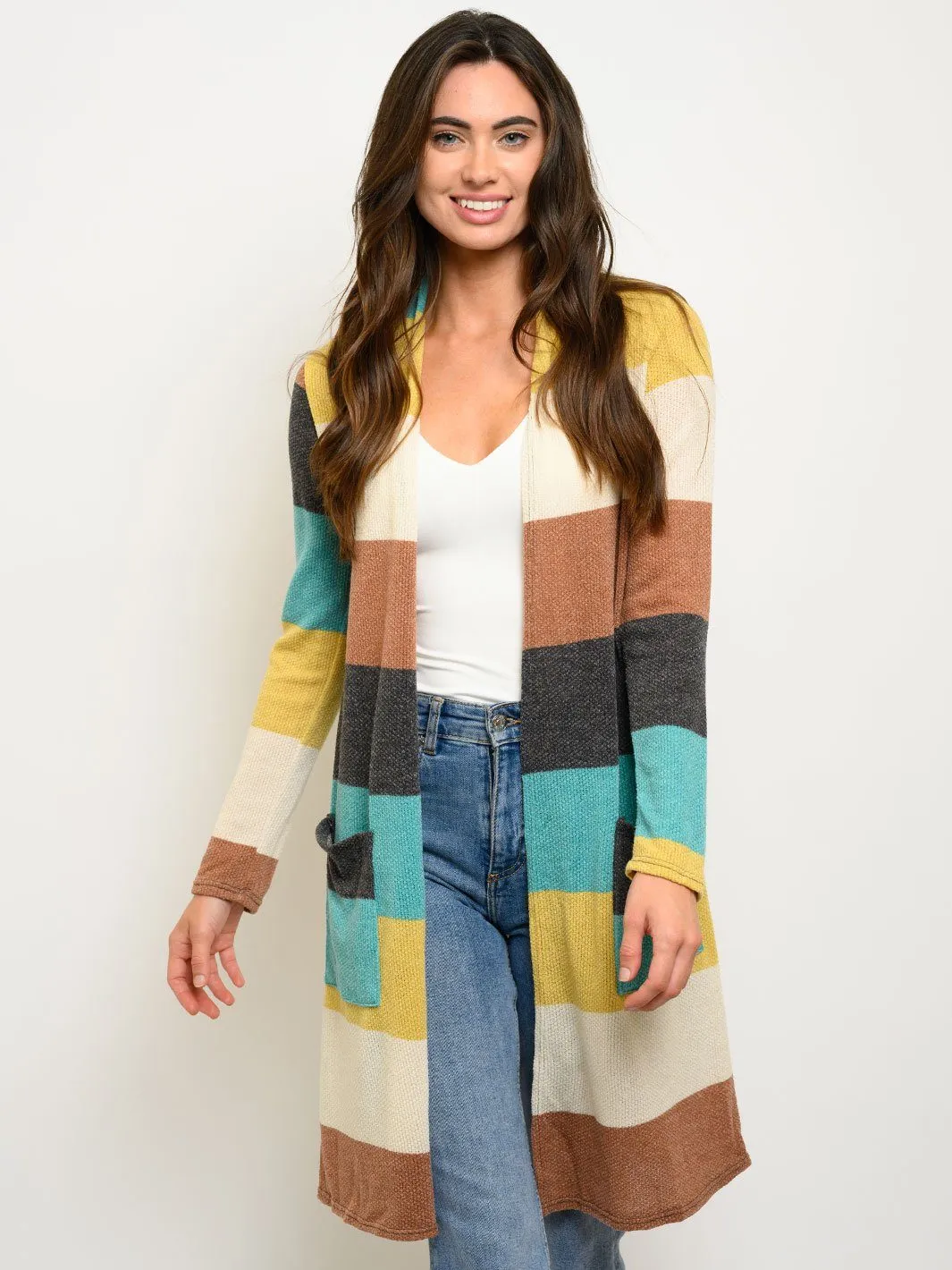 WOMEN'S MULTI COLOR LONG SLEEVE CARDIGAN