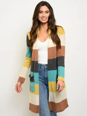 WOMEN'S MULTI COLOR LONG SLEEVE CARDIGAN