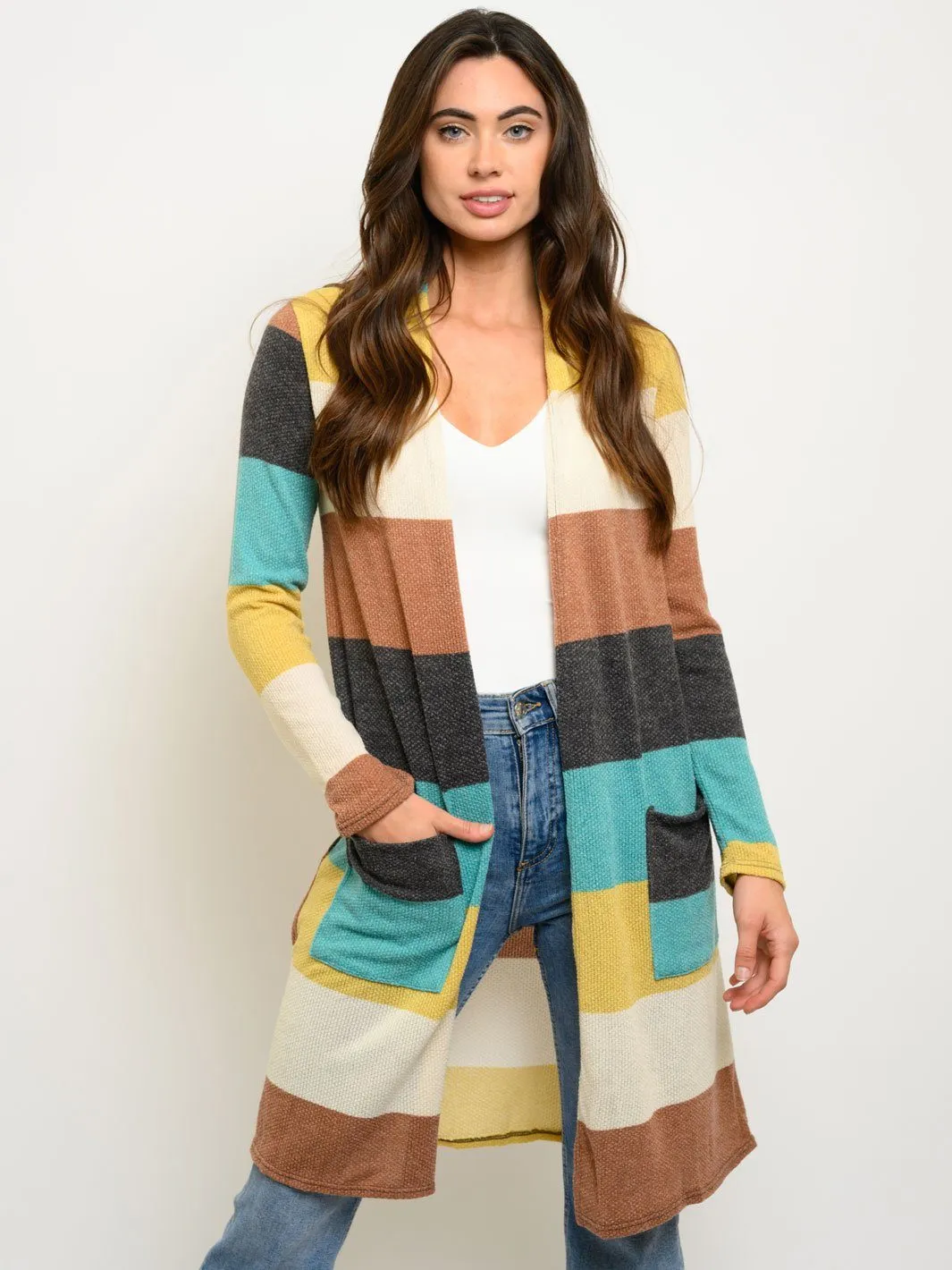 WOMEN'S MULTI COLOR LONG SLEEVE CARDIGAN