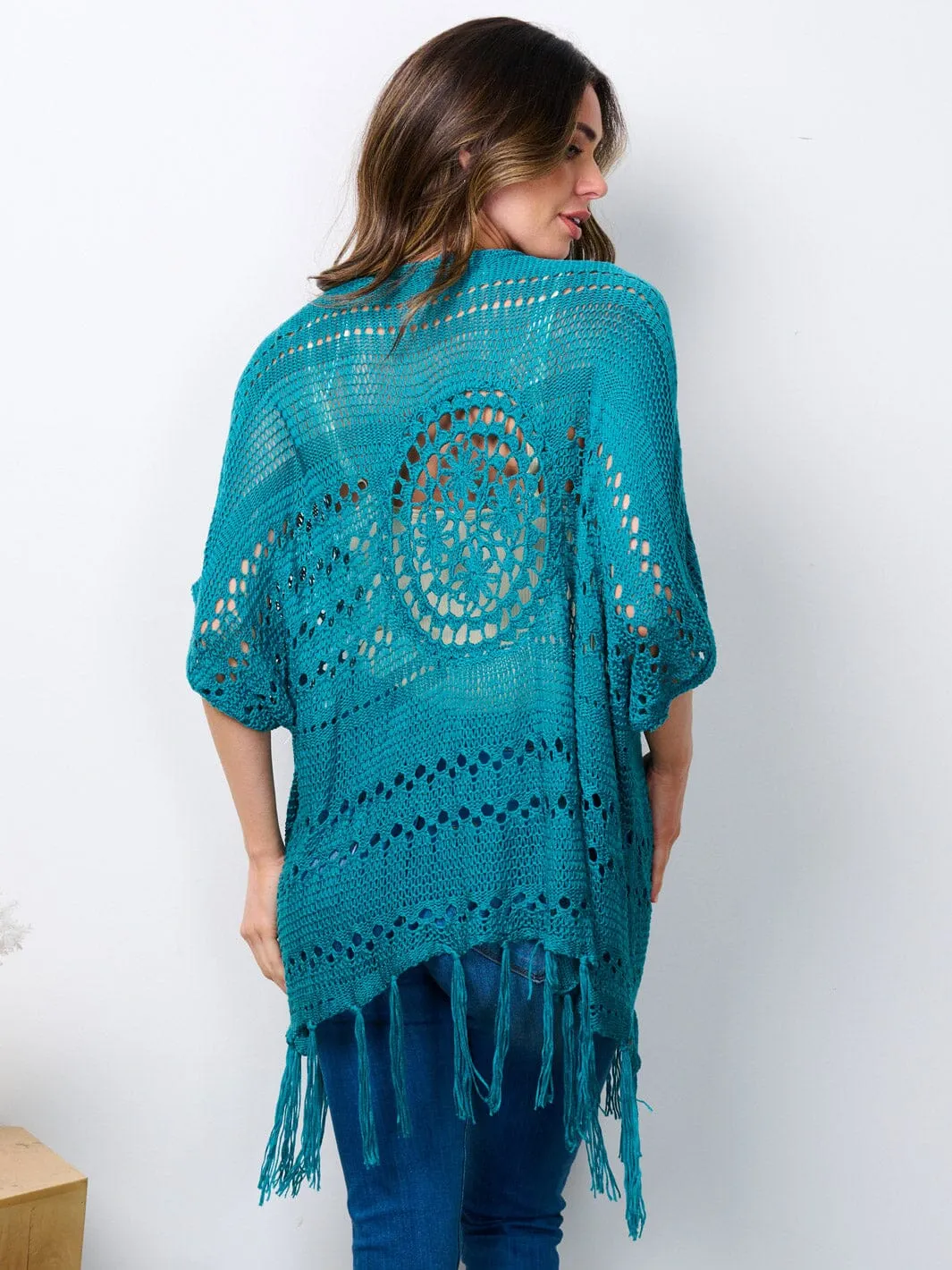 WOMEN'S SHORT SLEEVE OPEN FRONT KNIT CARDIGAN