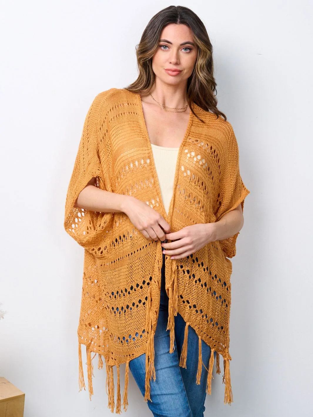 WOMEN'S SHORT SLEEVE OPEN FRONT KNIT CARDIGAN