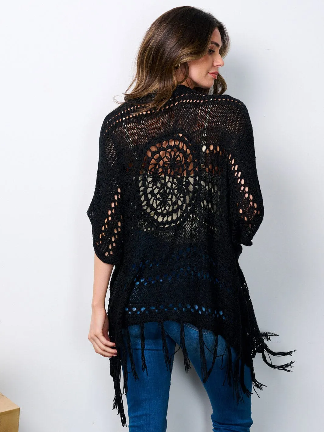 WOMEN'S SHORT SLEEVE OPEN FRONT KNIT CARDIGAN