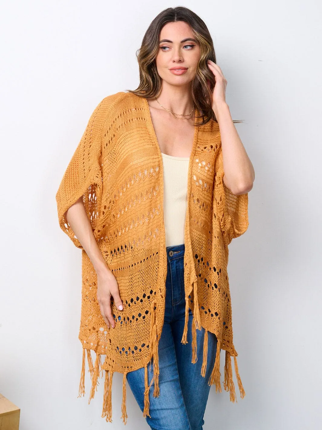 WOMEN'S SHORT SLEEVE OPEN FRONT KNIT CARDIGAN