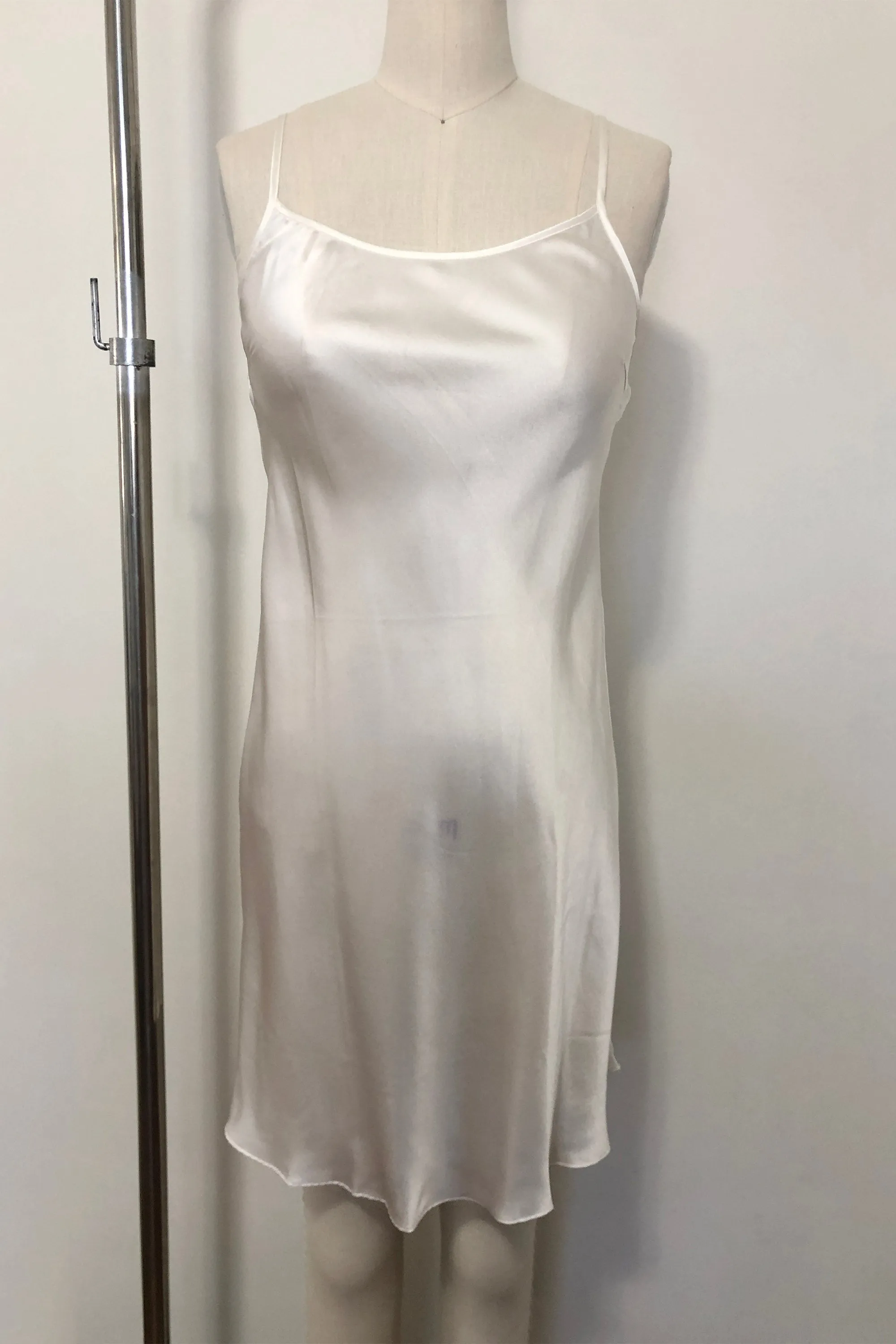 Women's Silk Sleepwear 100% Silk Chemise, White, S