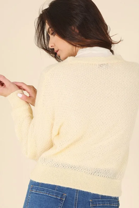 Wool blended sheer cardigan