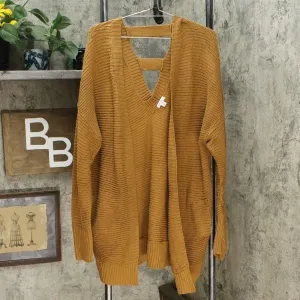 Xhilaration Women's Long Sleeve V-Back Cardigan Squash Yellow XXL