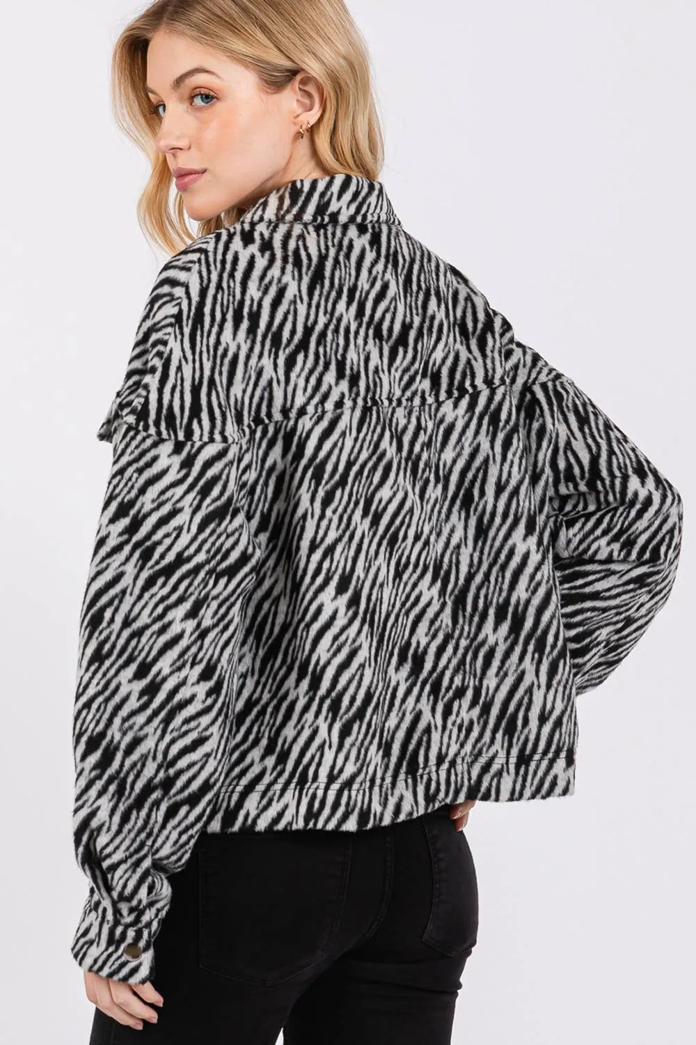 Zebra Print Sage   Fig Jacket: Black Grey